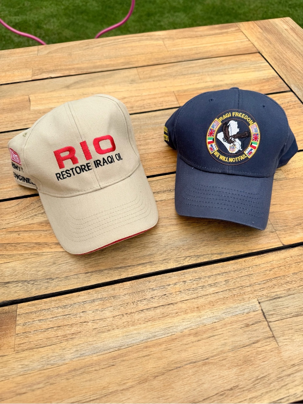 Vintage Operation Iraq Freedom Adjustable Embroidered Military Hat Cap Set 2 RIO